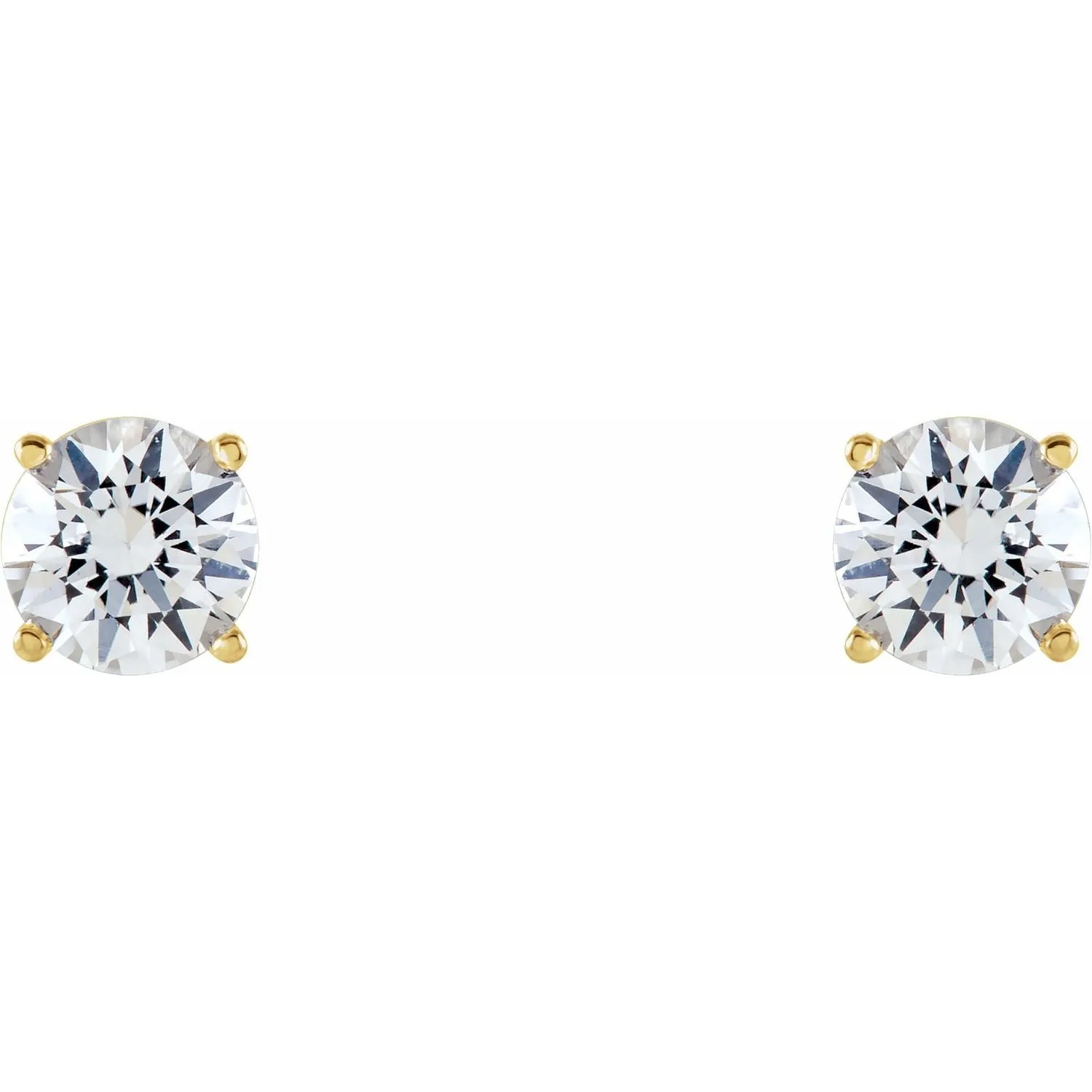 14K Gold Natural White Sapphire Stud Earrings