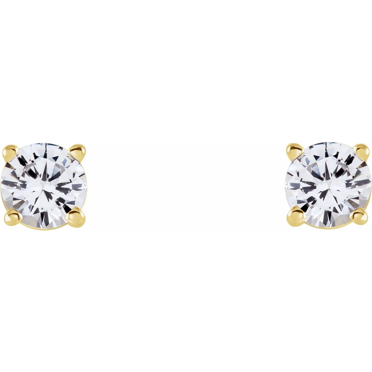 14K Gold Natural White Sapphire Stud Earrings