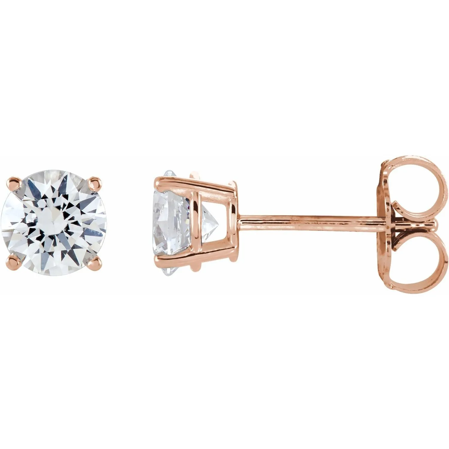 14K Gold Natural White Sapphire Stud Earrings