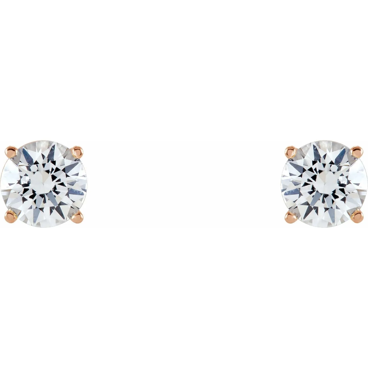 14K Gold Natural White Sapphire Stud Earrings
