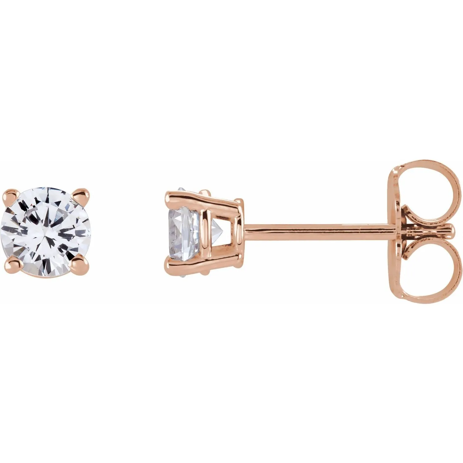 14K Gold Natural White Sapphire Stud Earrings