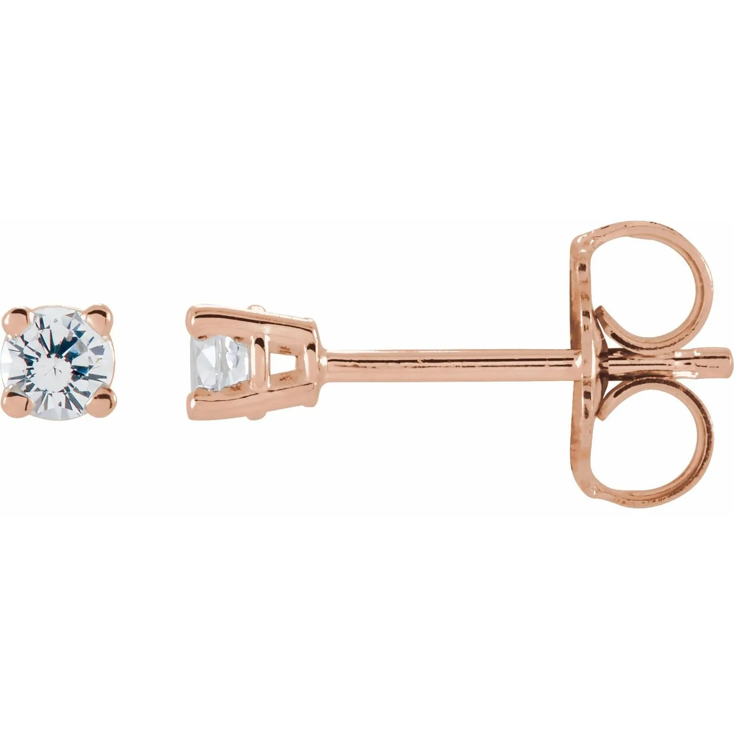 14K Gold Natural White Sapphire Stud Earrings