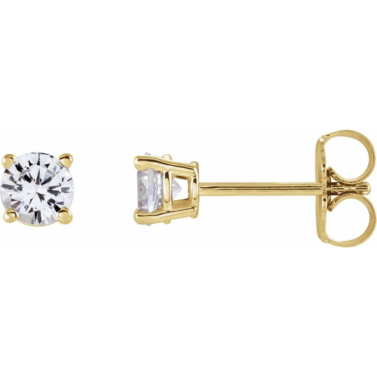 14K Gold Natural White Sapphire Stud Earrings