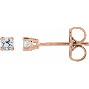 14K Gold Natural White Sapphire Stud Earrings