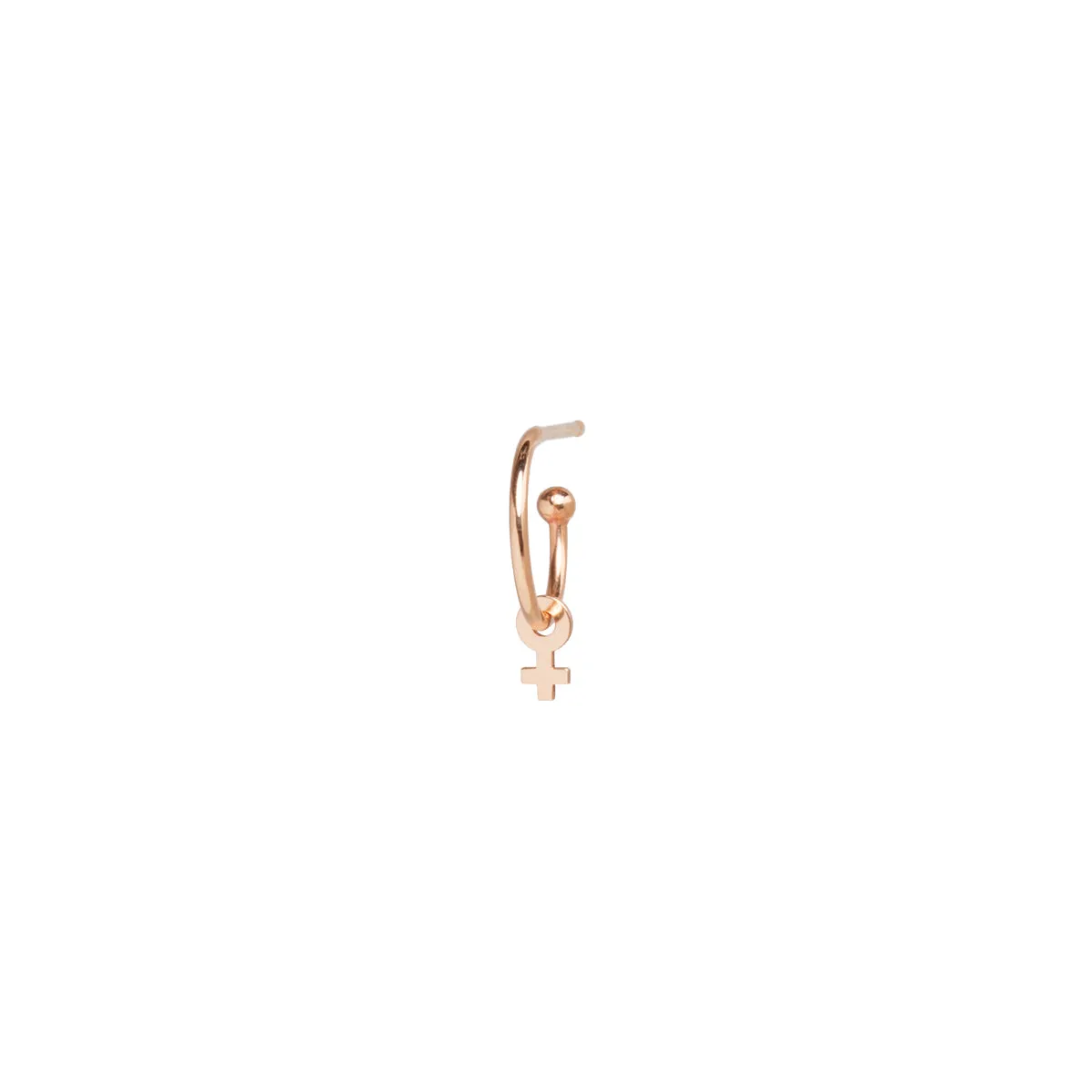 14k Itty Bitty Female Symbol Charm Huggie Hoop