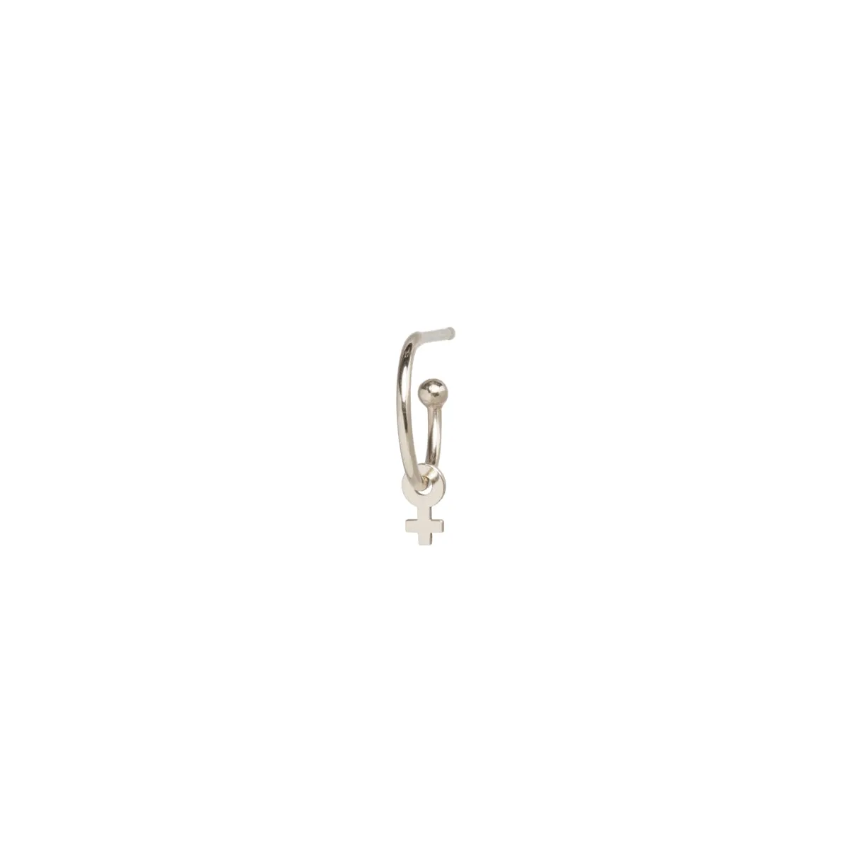 14k Itty Bitty Female Symbol Charm Huggie Hoop