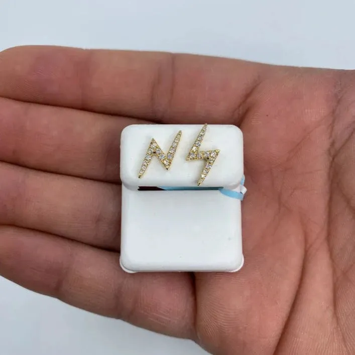 14K Lightning Diamond Earrings