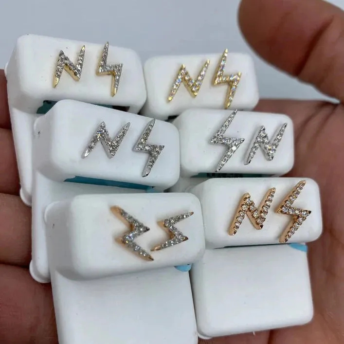 14K Lightning Diamond Earrings