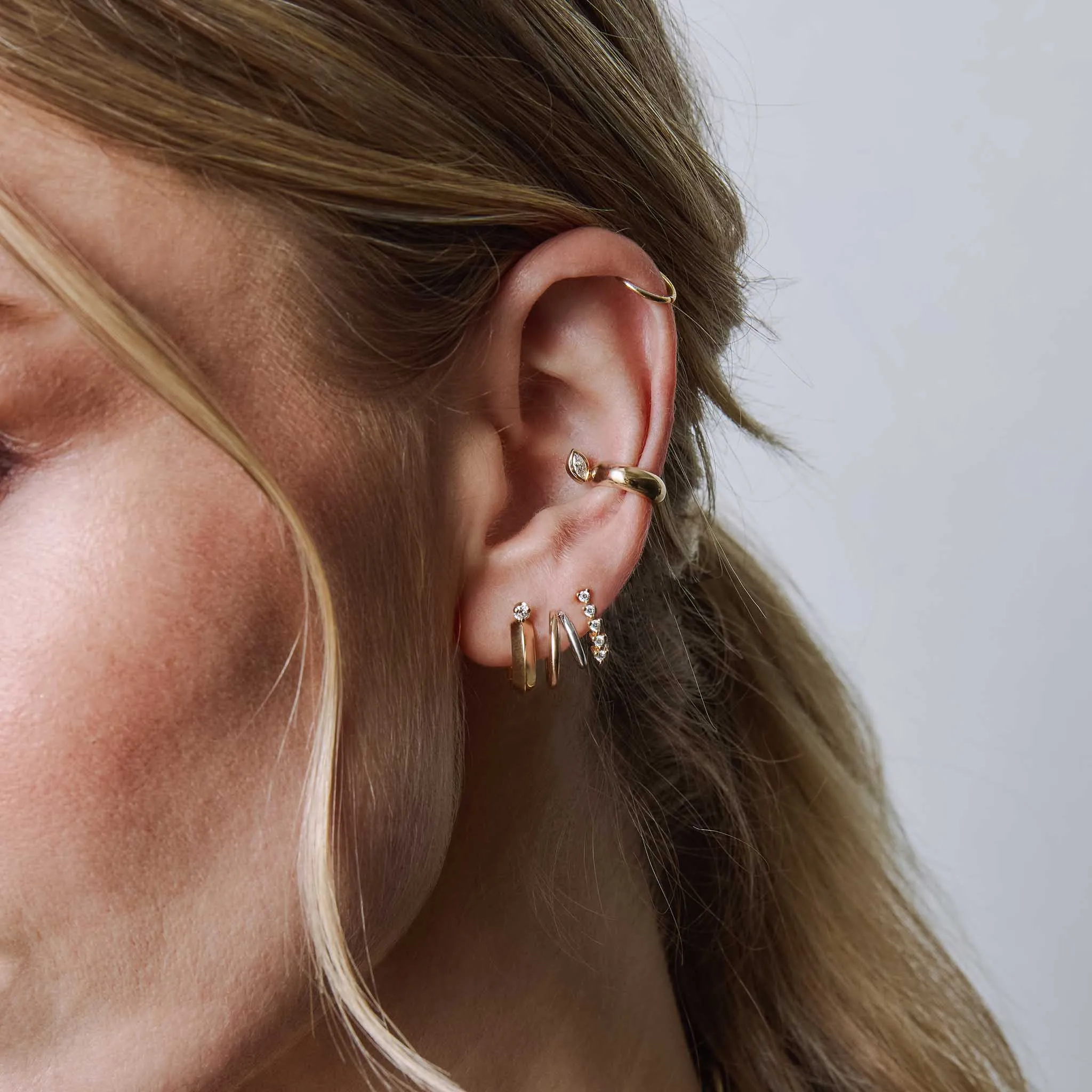 14k Marquise Diamond Chubby Ear Cuff
