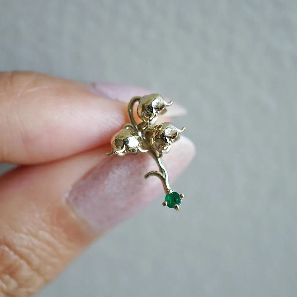 14K May Lily Birth Flower Earrings