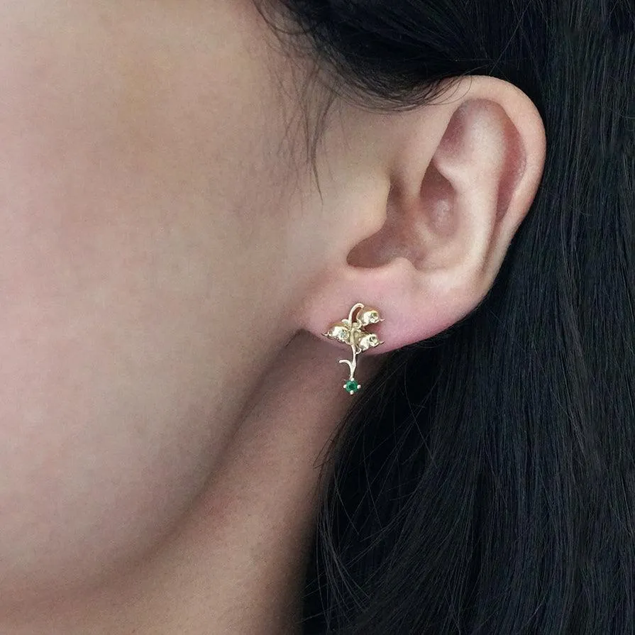 14K May Lily Birth Flower Earrings