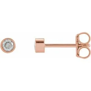 14K Rose .06 CT Natural Diamond Micro Bezel Single Stud Earring