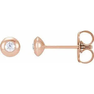 14K Rose .06 CTW Diamond Domed Bezel-Set Earrings