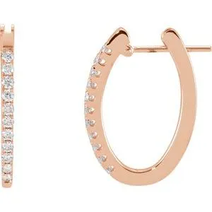 14K Rose 1/3 CTW Diamond 20 mm Hoop Earrings