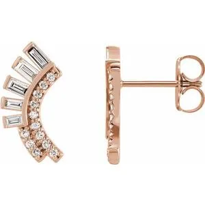 14K Rose 1/3 CTW Diamond Curved Fan Earrings