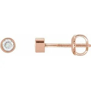 14K Rose 1/8 CTW Natural Diamond Micro Bezel-Set Earrings