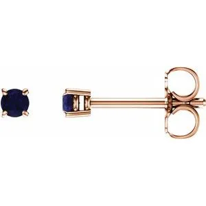 14K Rose 2.5 mm Natural Blue Sapphire Stud Earrings