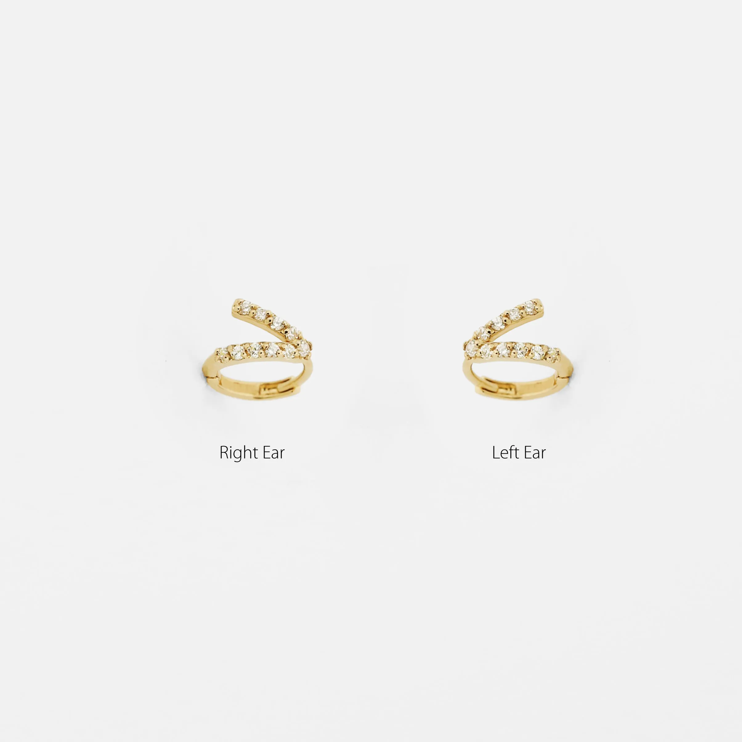 14k Solid Gold Layered CZ Hoop Earring