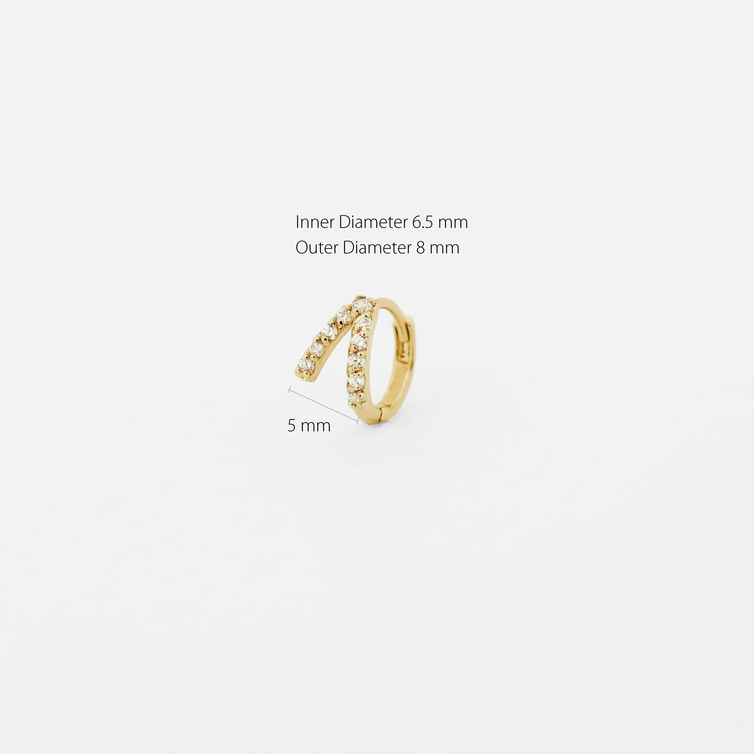 14k Solid Gold Layered CZ Hoop Earring