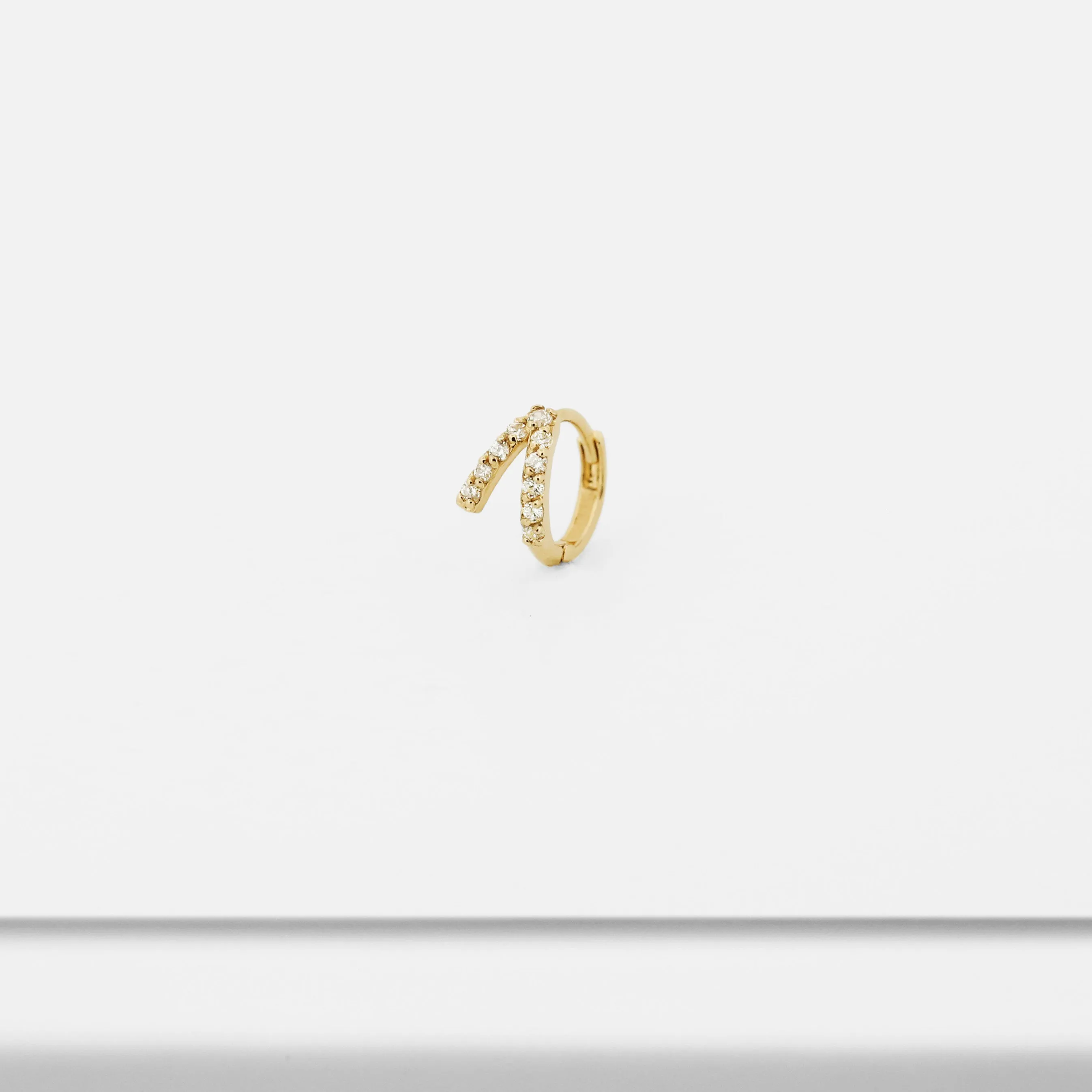 14k Solid Gold Layered CZ Hoop Earring