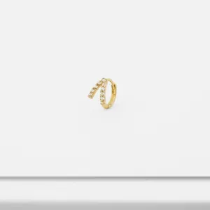 14k Solid Gold Layered CZ Hoop Earring