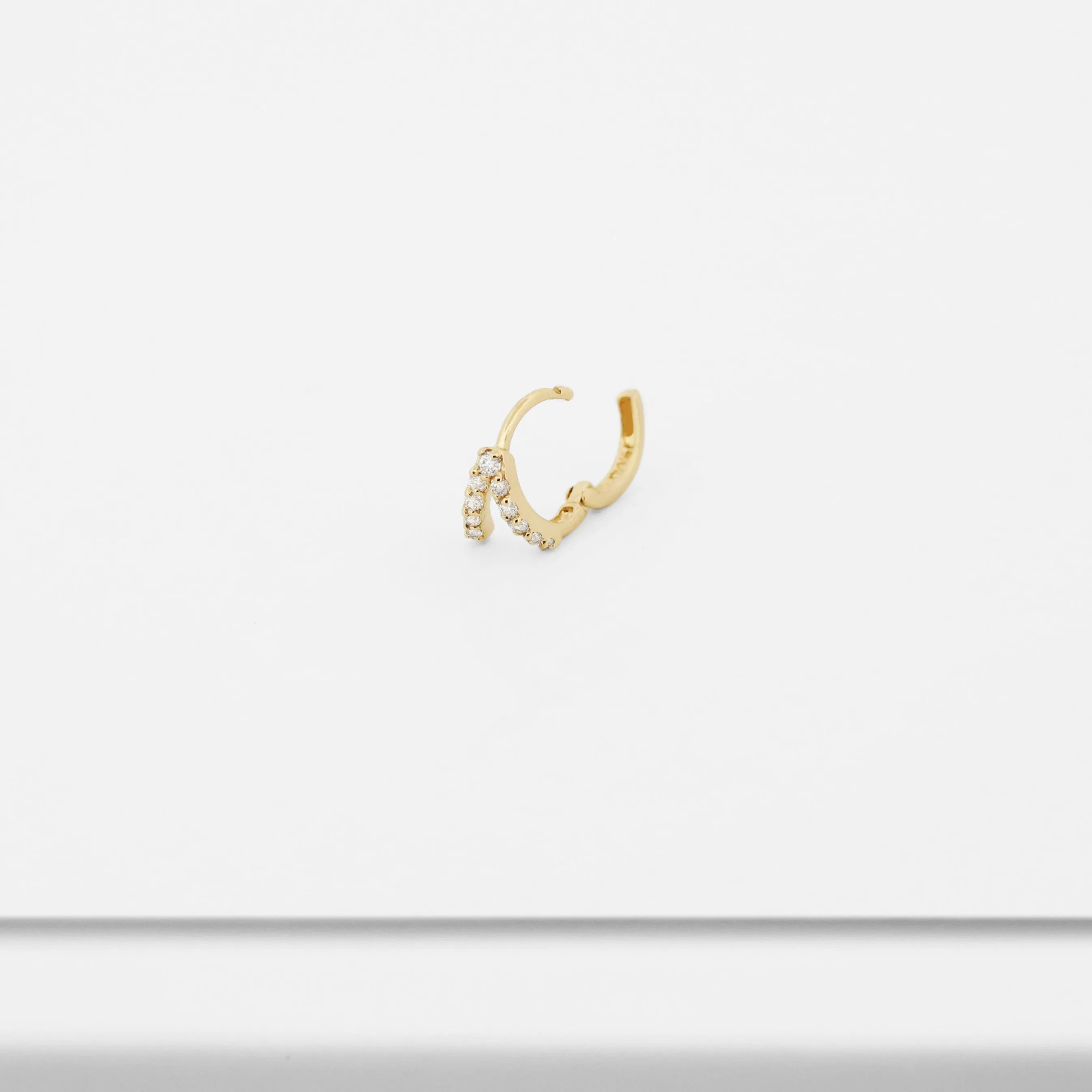 14k Solid Gold Layered CZ Hoop Earring