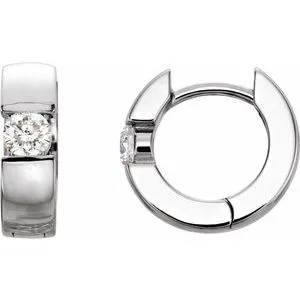 14K White 1/4 CTW Diamond Hinged Earrings