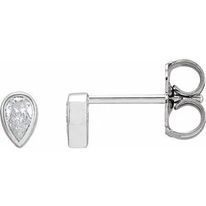 14K White 1/5 CTW Diamond Micro Bezel-Set Earrings