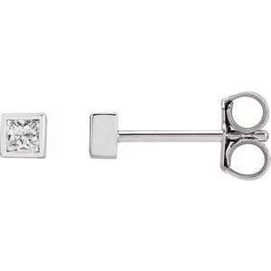 14K White 1/6 CTW Natural Diamond Bezel-Set Earrings