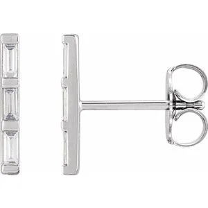 14K White 1/8 CTW Natural Diamond Bar Earrings