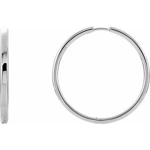 14K White 29 mm Hinged Hoop Earrings