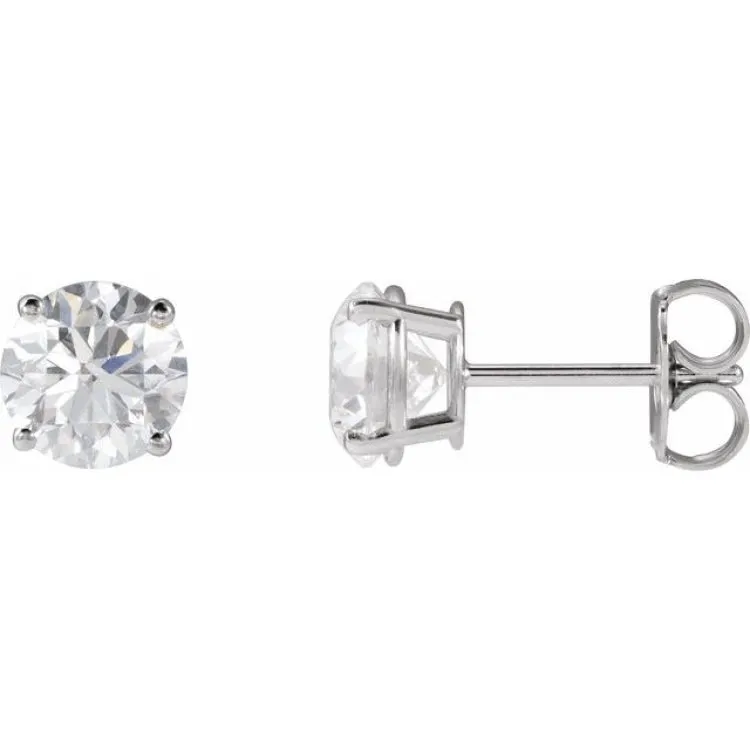 14K White 6 mm Natural Amethyst Stud Earrings