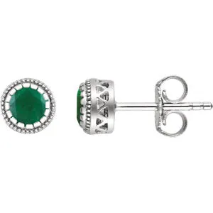 14K White Emerald "May" Birthstone Earrings