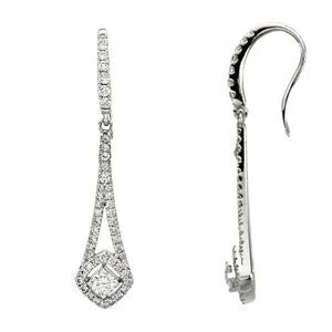 14k White Gold 3/4 CTW Diamond Chandelier Earrings