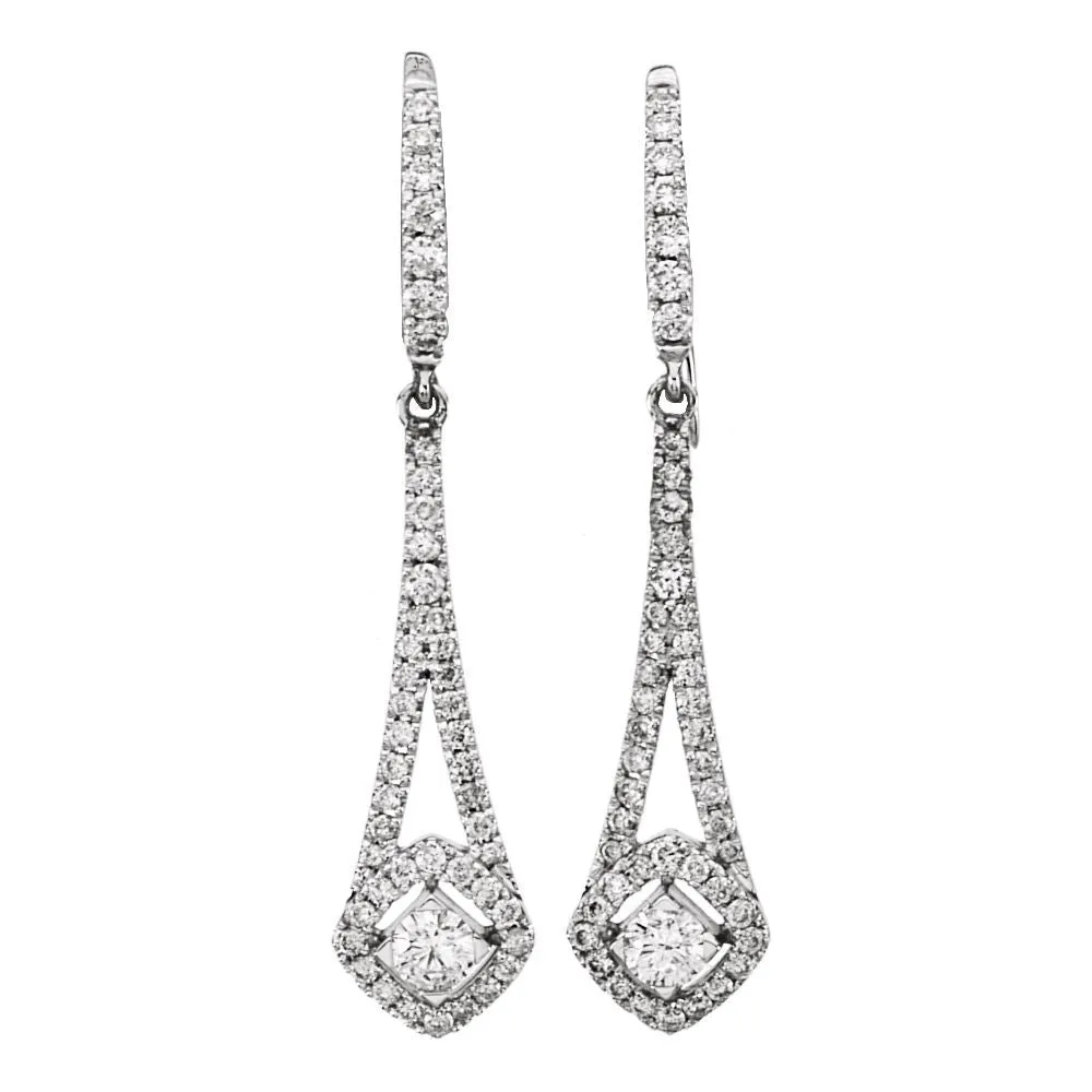 14k White Gold 3/4 CTW Diamond Chandelier Earrings