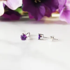 14K White Gold Arizona Amethyst Studs