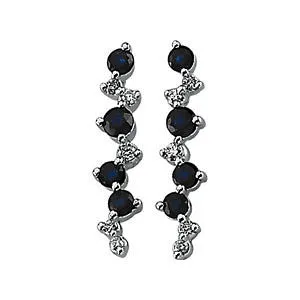 14k White Gold Blue Sapphire & Diamond Earrings