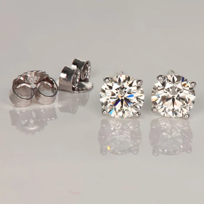 14K White Gold Diamond Stud Earrings 1.0cts