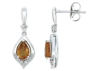 14K White Gold Gold Citrine Dangle Earrings