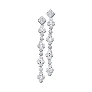 14K White Gold Round Bezel-set Diamond Dangle Earrings 1/2 Cttw