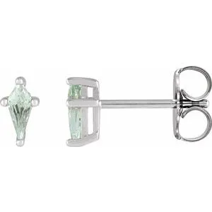 14K White Lab-Grown Green Sapphire Earrings