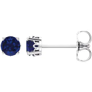 14K White Sapphire 4-Prong Scroll Setting® Stud Earrings