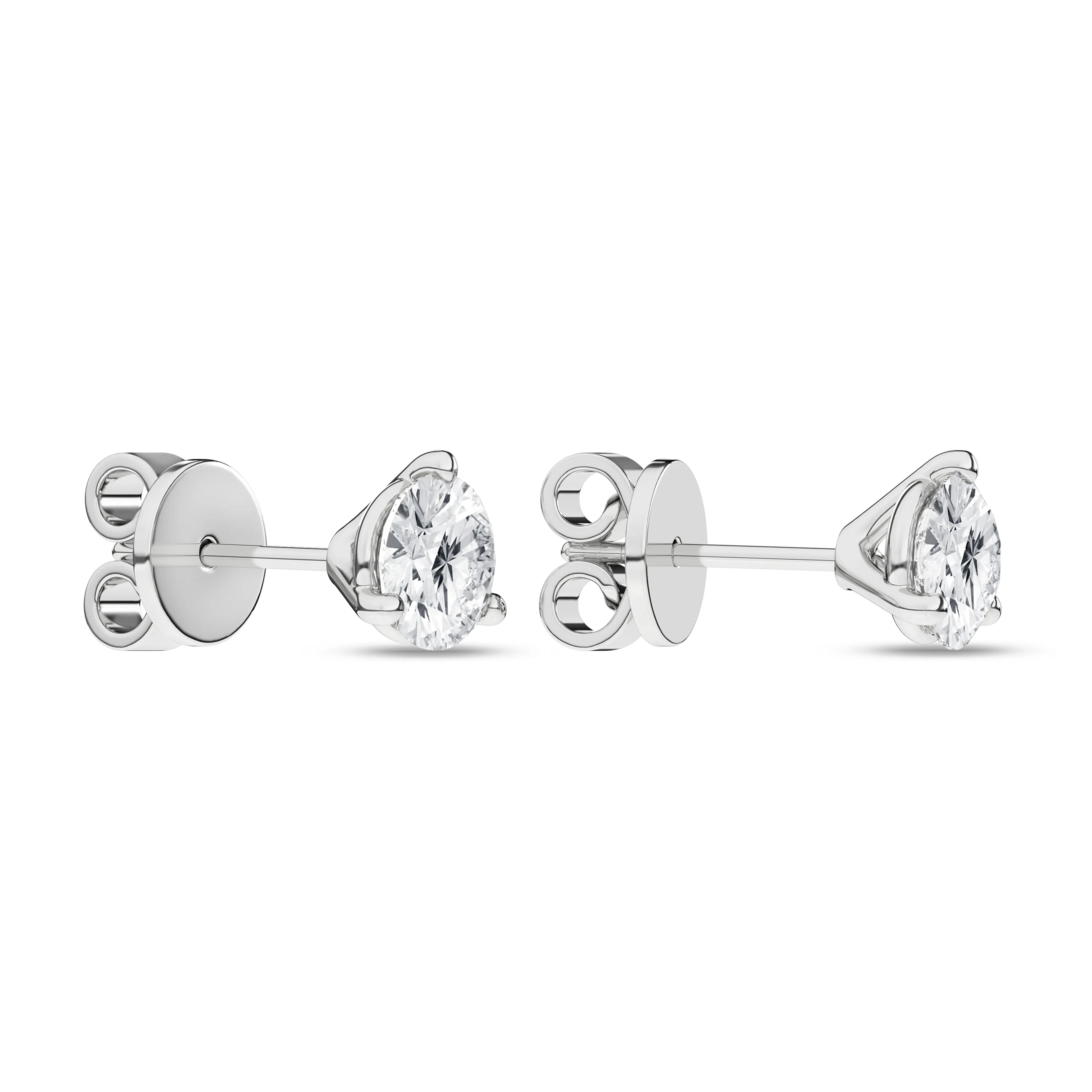 14K White Three Prong Martini Set Lab Grown Diamond Stud Earrings