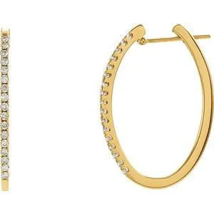 14K Yellow 1/2 CTW Diamond 29 mm Hoop Earrings