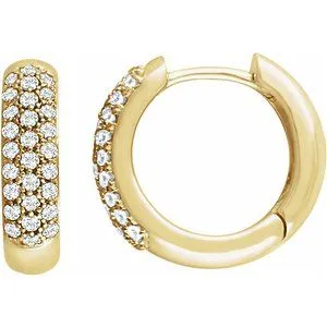 14K Yellow 1/2 CTW Diamond Pavé Hoop Earrings