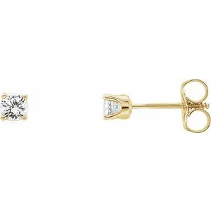 14K Yellow 3 mm Round White Sapphire Youth Birthstone Earrings