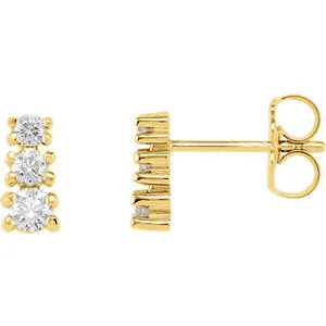 14K Yellow 3/8 CTW Diamond Three-Stone Earrings