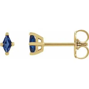 14K Yellow 4x2 mm Lab-Grown Blue Sapphire Earrings