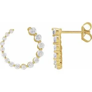 14K Yellow 7/8 CTW Natural Diamond Front-Back Earrings