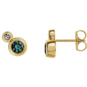 14K Yellow Alexandrite & .03 CTW Diamond Earrings